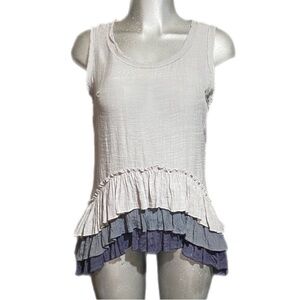 Altar’d State Tiered Layered Ruffle Tank Top Blouse Casual Cottagecore Sz Medium